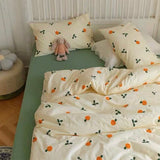 Flytonn-2025 Spring Bedding Set Flowers Rabbit Bedding Set Ins No Filler Single Queen Size Duvet Cover Flat Sheet Pillowcase Girls Boys New Comforter Duvet