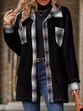 Flytonn-Winter Outfits Christmas Thanksgiving Gift New Year's Eve Outwear Long Sleeves Loose Buttoned Plaid Pockets Split-Joint Lapel Outerwear