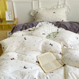 Flytonn-2025 Spring Bedding Set French Ins Bedding Set No Filler Korean Floral Ruffles Single Double Queen Size Duvet Cover Sheet Pillowcase Home Textile