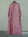 FLYTONN- Women Summer Artsy Flower Ramie Robe Dress HH035