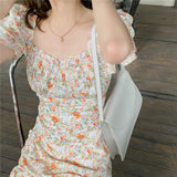 FLYTONN-spring summer dress Vacation photography outfits Blossoming Dainty Puff Dress ~