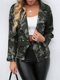 Flytonn-Winter Outfits Christmas Thanksgiving Gift New Year's Eve Outwear Long Sleeves Loose Buttoned Camouflage Pockets Notched Collar Blazer Outerwear