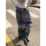 Flytonn-Blue High Waist Women Jeans American Fashion Streetwear Wide Leg Jean Female Trouser Vintage Y2K NEW Straight Baggy Denim Pants