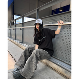 Flytonn-Women Summer Grey Baggy Jeans Vintage Cowboy Pants Harajuku Aesthetic Streetwear Denim Trousers Y2k 2000s Style Clothes 2024 New