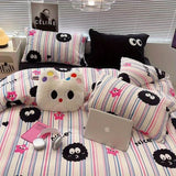 Flytonn-2025 Spring Bedding Set Cute Bear Bedding Set No Filler Ins Korean Style Duvet Cover Pillowcase 2025 New Single Full Size Kids Adult Soft Bed Linen