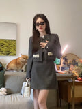 Flytonn-y2k outfits Fashion Set Women Clothing Autumn New Style High End Temperament Waist Slimming Suit Coat Sleeveless Tank Dress Two Piece Set