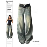 Flytonn-Women's Blue Baggy Jeans Korean Harajuku Y2k 90s Aesthetic Denim Trousers High Waist Cowboy Pants Vintage 2000s Trashy Clothes