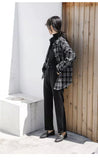 Flytonn-cute winter outfits casual winter outfits christmas outfit party look inspos Long Sleeve Retro Black Plaid Shirt