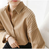 Flytonn-cute winter outfits casual winter outfits christmas outfit party look inspos Loose Striped Office Blouse Shirt