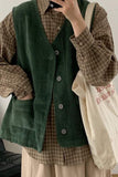 Flytonn-cute winter outfits casual winter outfits christmas outfit party look inspos Retro Corduroy Vest Sleeveless Sweater