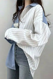 Flytonn-cute winter outfits casual winter outfits christmas outfit party look inspos Long Sleeve Striped Combination Blouse Shirt