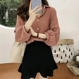 Flytonn-cute winter outfits casual winter outfits christmas outfit party look inspos Long Sleeve Elegant Plaid Style Blouse Shirt