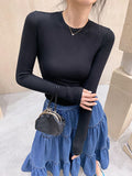 Flytonn-cute winter outfits casual winter outfits christmas outfit party look inspos High Waist Ruffles A-Line Long Denim Skirt