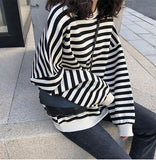 Flytonn-cute winter outfits casual winter outfits christmas outfit party look inspos Long Sleeve Retro Striped O-Neck Shirt