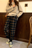 Flytonn-cute winter outfits casual winter outfits christmas outfit party look inspos Retro Plaid Colors Long Pants