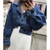 Flytonn-cute winter outfits casual winter outfits christmas outfit party look inspos Loose Cropped Style Cropped Denim Jacket