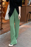 Flytonn-cute winter outfits casual winter outfits christmas outfit party look inspos High Waist Green Plaid Loose Pants