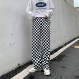 Flytonn-cute winter outfits casual winter outfits christmas outfit party look inspos High Waist Loose Plaid Checkerboard Pants