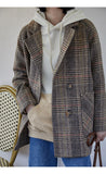 Flytonn-cute winter outfits casual winter outfits christmas outfit party look inspos Vintage Double Breasted Plaid Woolen Coat Jacket