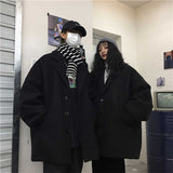 Flytonn-cute winter outfits casual winter outfits christmas outfit party look inspos Black Solid Thicken Loose Coat Jacket