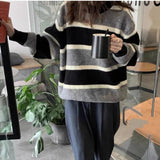 Flytonn-cute winter outfits casual winter outfits christmas outfit party look inspos Classic O-Neck Knitted Striped Sweater