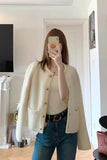 Flytonn-cute winter outfits casual winter outfits christmas outfit party look inspos Long Sleeve O-Neck Single Breasted Cardigan Sweater