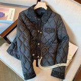 Flytonn-cute winter outfits casual winter outfits christmas outfit party look inspos Loose Retro Collar Black Parkas Jacket