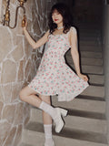 FLYTONN-spring summer dress Vacation photography outfits Vintage Rose Garden Puff Dress ~