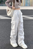 Flytonn-cute winter outfits casual winter outfits christmas outfit party look inspos High Waist Wide Leg Cargo Pockets Pants