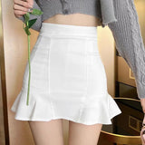 Flytonn-cute winter outfits casual winter outfits christmas outfit party look inspos High Waist Mermaid Ruffles Mini Skirts