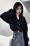 Flytonn-cute winter outfits casual winter outfits christmas outfit party look inspos Long Sleeve Big Pin Buckle Cardigan Sweater