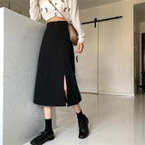 Flytonn-cute winter outfits casual winter outfits christmas outfit party look inspos High Waist A-Line Split Long Skirts