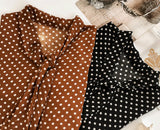 Flytonn-cute winter outfits casual winter outfits christmas outfit party look inspos Long Sleeve Chiffon Polka Dot Blouse Shirt