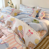 Flytonn-2025 Spring Bedding Set Cute Bear Bedding Set No Filler Full Queen Size Duvet Cover Flat Sheet Pillowcase Kids Adults Fashion Soft Comforter Cover