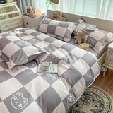 Flytonn-2025 Spring Bedding Set Checkerboard Bedding Set No Comforter Quilt Duvet Cover Pillowcase Flat Sheet Single Queen Size Polyester Bedclothes