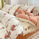 Flytonn-2025 Spring Bedding Set Ins Duvet Cover Set No filler Floral Style with Flat Sheet Pillowcase Twin Queen Double Girls Boys Home Deco New Bed Linen