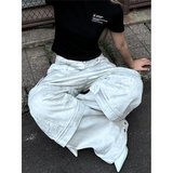 Flytonn-Beige High Waist Women Jeans Hip-hop Spliced Fashion Vintage Streetwear Y2K Wide Leg Jean 2024 Female Trouser Baggy Denim Pants