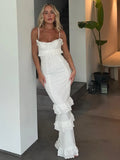 Flytonn Summer Elegant White Women Ready To Wear Dresses Maxi Luxury Lace Bodycon Wedding Event Party Dress Formal Occsaion-nye outfits