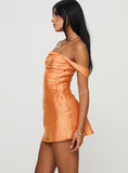 Flytonn-Zabbarra Off The Shoulder Mini Dress One shoulder dress with pleated sleeves and sexy backless mini dress