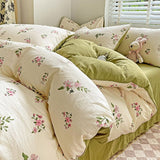 Flytonn-2025 Spring Bedding Set Ins Duvet Cover Set No filler Floral Style with Flat Sheet Pillowcase Twin Queen Double Girls Boys Home Deco New Bed Linen