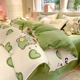 Flytonn-2025 Spring Bedding Set Kawaii Bedding Set for Kids Ins Twin Queen Size Duvet Cover Flat Sheet Pillowcase No Filler Girls Boys Home Totel Bed Linens