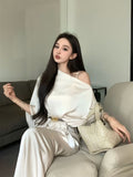 Flytonn-y2k outfits French Style Fish Tail Dress Set Slimming Strap Camisole Long Dress Summer New Slant Shoulder Top Two Piece Set Women Outfits