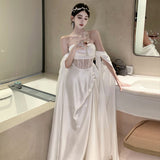 Flytonn-y2k outfits French Luxury Off Shoulder Strapless Dress Women Clothing High-end Wedding Dress Morning Gown Banquet Long Evening Dresses