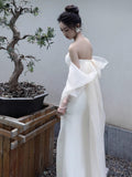 Flytonn-y2k outfits New Chinese Morning Robe Bridal Wedding and Toast White Dress One Shoulder High end Luxury French Strapless Long Dress for Women