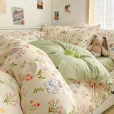 Flytonn-2025 Spring Bedding Set Kawaii Bedding Set for Kids Ins Twin Queen Size Duvet Cover Flat Sheet Pillowcase No Filler Girls Boys Home Totel Bed Linens