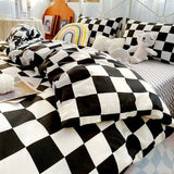 Flytonn-2025 Spring Bedding Set Checkerboard Bedding Set No Comforter Quilt Duvet Cover Pillowcase Flat Sheet Single Queen Size Polyester Bedclothes