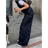 Flytonn-Vintage High Waist Women Black Jeans Korean Fashion Streetwear Wide Leg Jean Female Denim Trouser Straight Baggy Mom Denim Pants