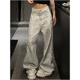 Flytonn-High Waist Women Tie Dyeing Jeans Hip-hop Style Vintage Streetwear Y2K Wide Leg Jean Plus Size Female Trouser Baggy Denim Pants