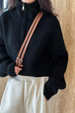 Flytonn-cute winter outfits casual winter outfits christmas outfit party look inspos Turn Down High Collar Zipper Knitted Sweater