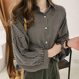 Flytonn-cute winter outfits casual winter outfits christmas outfit party look inspos Long Sleeve Elegant Plaid Style Blouse Shirt